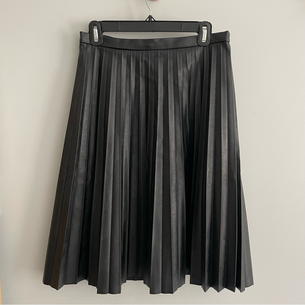 J Crew Faux Leather Pleated Accordion Skirt